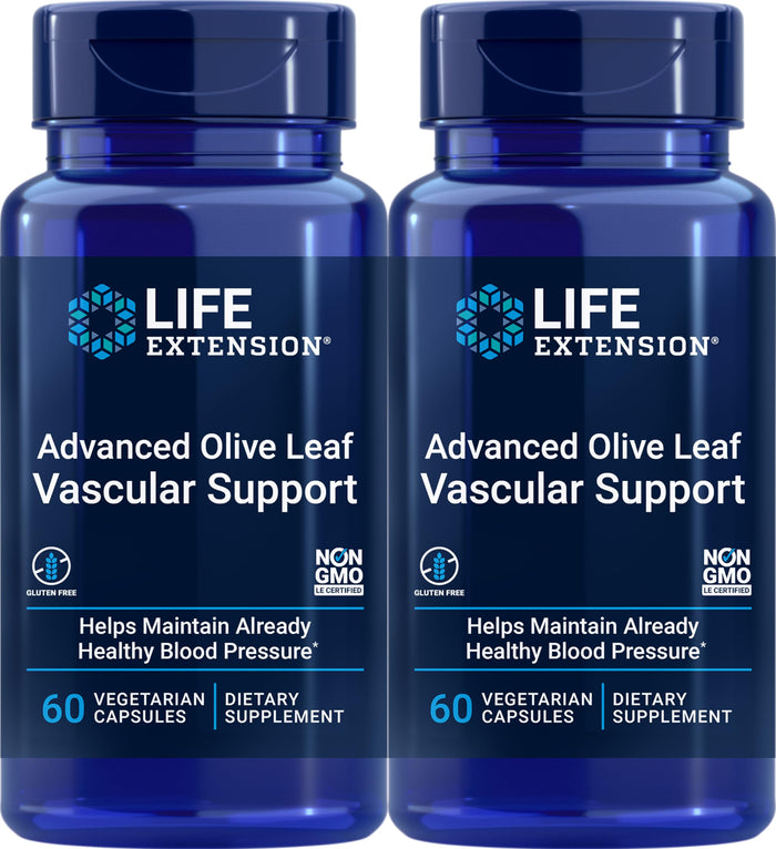 Life Extension Advanced Olive Leaf Vascular Support, 60 Vegetarian Capsules (Pack of 2)