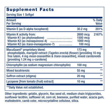 Life Extension Once-Daily Health Booster – Vitamin K1/K2, Vitamin E, Saffron & Lutein | 60 Softgels | Non-GMO, Gluten-Free