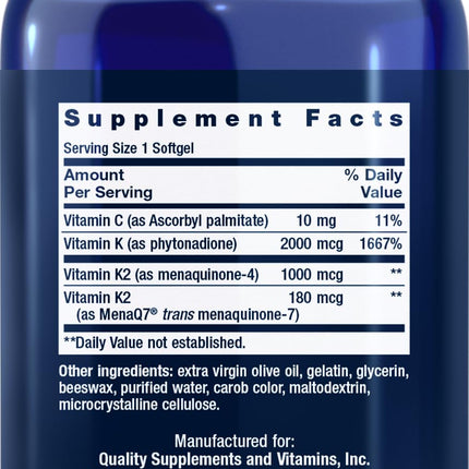 Life Extension Super K – 150 Softgels (Pack of 2) with Vitamin K, K2 & Vitamin C