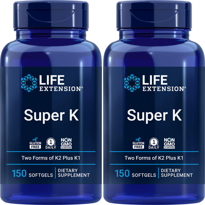 Life Extension Super K – 150 Softgels (Pack of 2) with Vitamin K, K2 & Vitamin C
