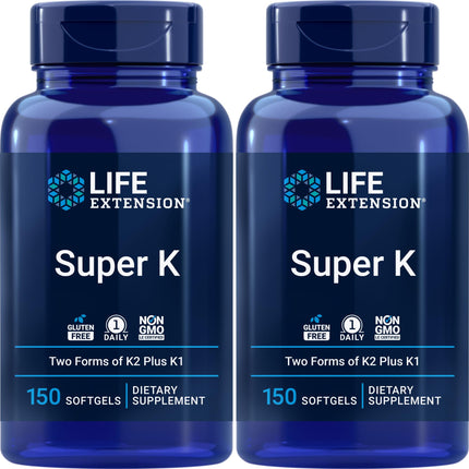 Life Extension Super K – 150 Softgels (Pack of 2) with Vitamin K, K2 & Vitamin C