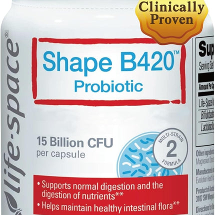 Life-Space Shape B420 Probiotics — Prebiotic + Probiotic for Metabolism Support, 60 Veg Capsules (2-Month Serving)