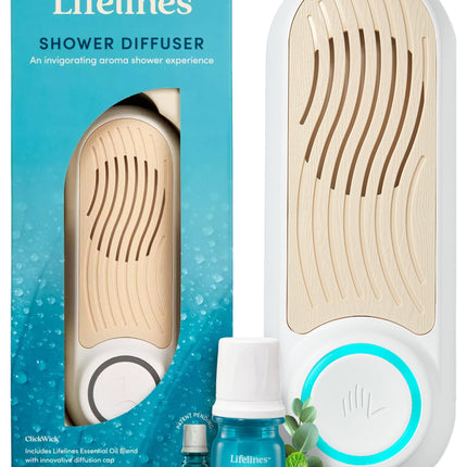 Lifelines Shower Diffuser - Wall-Mounted Essential Oil Diffuser with Auto Shut-Off | ClickWick Blends Included