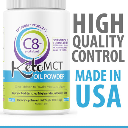 LifeSense C8 MCT Oil Powder Unflavored – Keto-Friendly, Coconut-Sourced | PhD Nutrition USA