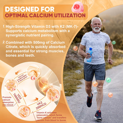 LILICARE Vitamin D3 K2 Filled Gummies – Vegan, Ultra-Strength D3/K2 with Calcium & Magnesium, Pack of 2