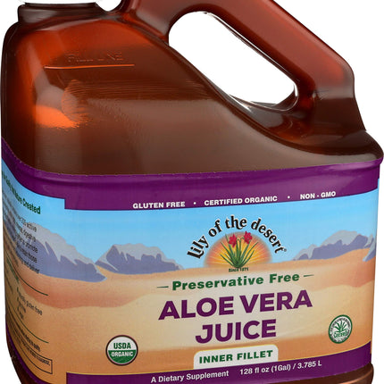 Lily of the Desert Aloe Vera Juice - Organic Inner Fillet, Preservative-Free, 128 Fl Oz | Gut Health & Skin