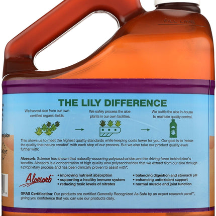 Lily of the Desert Aloe Vera Juice - Organic Inner Fillet, Preservative-Free, 128 Fl Oz | Gut Health & Skin