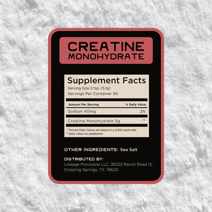 Lineage Provisions Micronized Creatine Monohydrate with Sea Salt – Micronized Creatine Powder for Training & Performance | 90 Servings