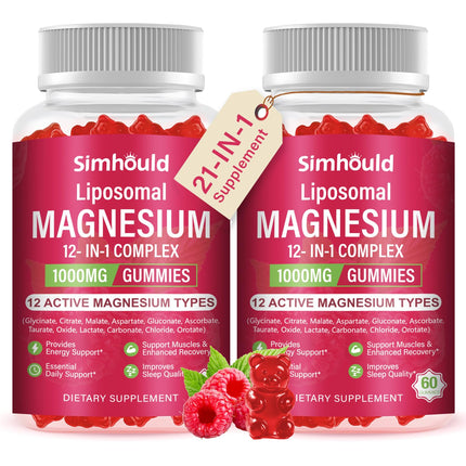 Liposomal Magnesium Complex Gummies 120 Ct – 12 Magnesium Forms + D3, B6, C, Ashwagandha & CoQ10