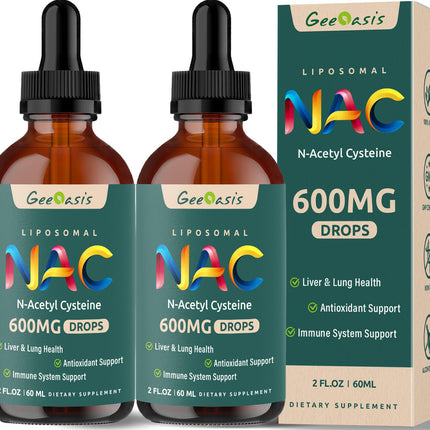 Liposomal NAC Liquid Drops 600 mg with Quercetin & Zinc – Immune, Lung & Liver Support (2x2 oz)