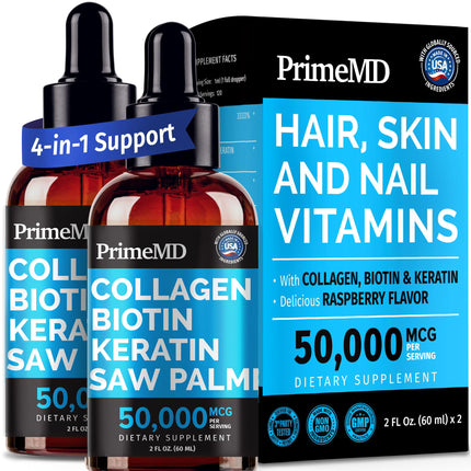 Liquid Collagen Peptides for Women – Biotin Serum for Hair, Skin & Nails (2 fl oz x2)