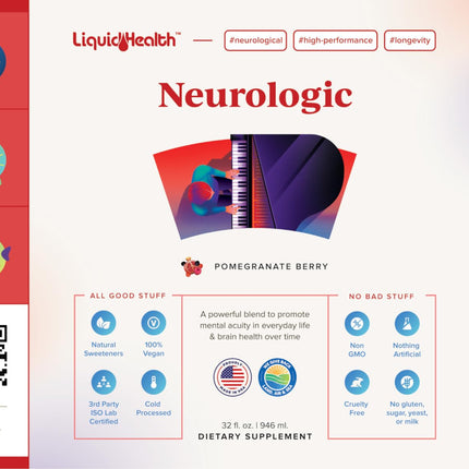 LIQUIDHEALTH Neurologic Focus – Brain Booster Nootropic (USA Made, 2-Pack)