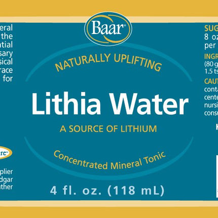 Lithia Water, 4 fl oz (Pack of 2) - Calms, Balances Moods, Supports Kidneys & Adrenal Function