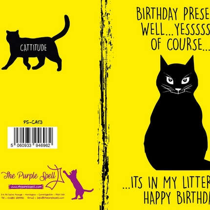 Birthday Card | Cattitude |Greeting Card | Clean My Litter Tray
