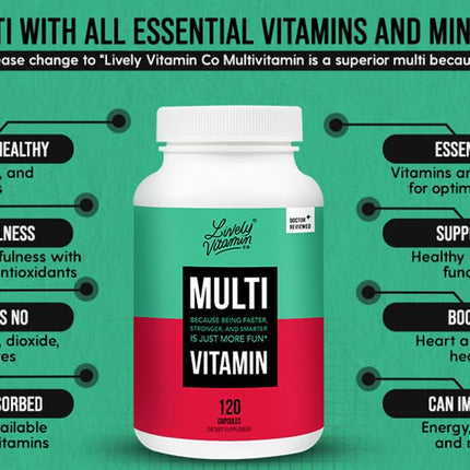 LIVELY VITAMIN CO. Multivitamin - 37 Vitamins & Minerals | 60 Vegetarian Capsules