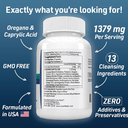 Liver Medic Candida Complex - Probiotic with Oregano Oil & Digestive Enzymes