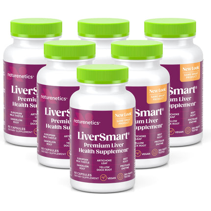 Naturenetics Milk Thistle Liver Cleanse & Support Supplement, 60 Veggie Capsules | 80% Silymarin, Artichoke & Dandelion, Vegan, Gluten-Free | 6-Pack