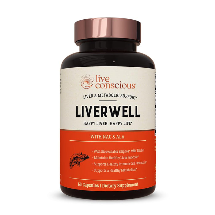 LiverWell Liver Cleanse & Metabolic Support – Milk Thistle, NAC, ALA, Zinc (60 Caps) | Live Conscious