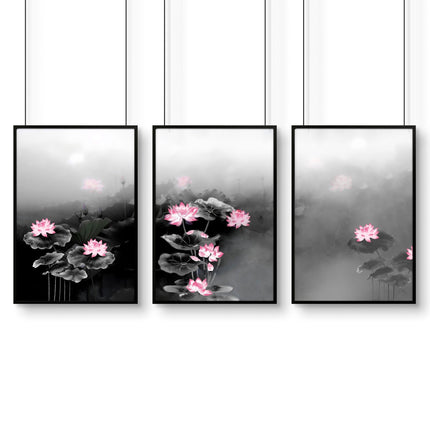 Living Room Canvas Art | Set of 3 Asian Inspired Wall art Prints