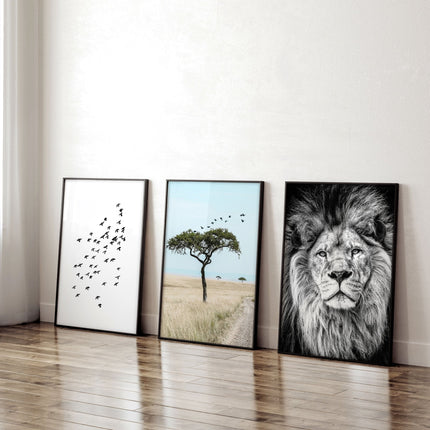 Living Room Wall Art Canvas | Set of 3 African Wildlife Wall art Prints