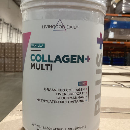 Livingood Daily Collagen Powder Vanilla – Grass-Fed, Vitamin C & Multivitamins, Gluten Free, 30 Servings