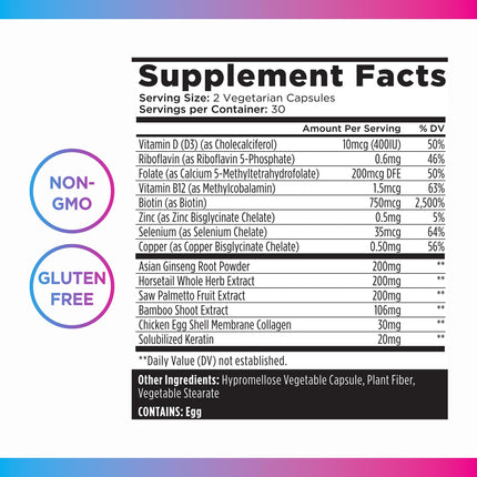 Livingood Daily Hair, Skin & Nails Supplement — 14-in-1 Formula, 60 Capsules, Gluten Free
