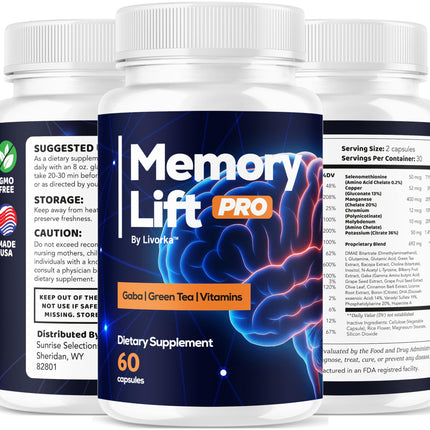 LIVORKA Memory Lift Pro 5 Pack – All-Natural Brain Support Capsules, 300 Count