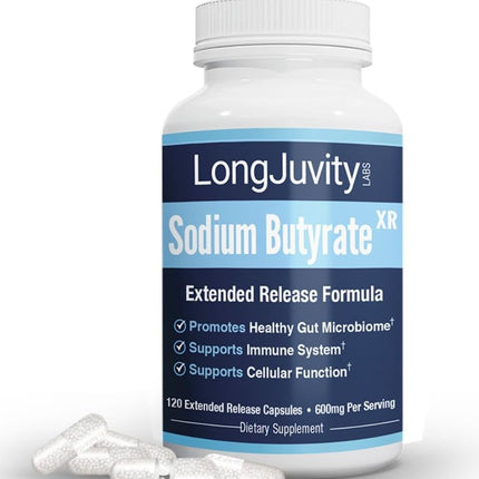 LongJuvity Sodium Butyrate 300mg – Postbiotic Gut Health & Leaky Gut Support