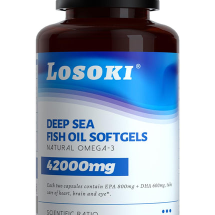 Losoki Deep Sea Fish Oil - 1000 mg EPA/DHA | Wild-Caught Omega-3 (60 ct)