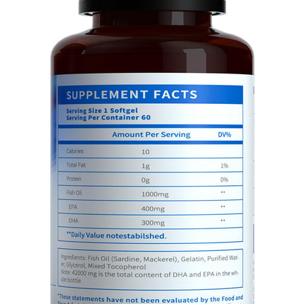 Losoki Deep Sea Fish Oil - 1000 mg EPA/DHA | Wild-Caught Omega-3 (60 ct)