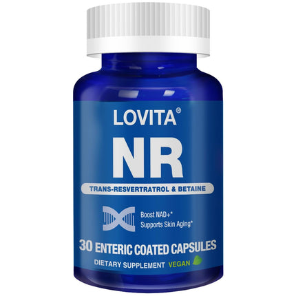 LOVITA NR 350 mg NAD Booster with Trans-Resveratrol & Betaine – 30 Vegan Enteric Capsules