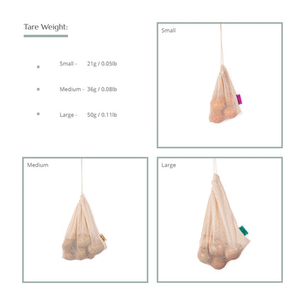 Reusable Mesh Produce Bags - Organic Cotton - 3 Pack