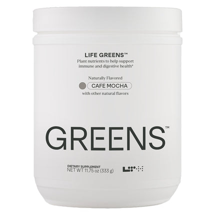 LTH Life Greens – Premium Superfood Powder with Probiotics & Enzymes (Cafe Mocha, 11.75 oz)