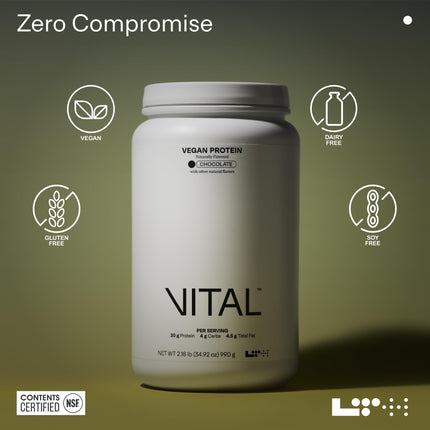 LTH Vital Vegan Protein - Trusted by Life Time Members | Plant-Based Pea Protein - Chocolate, 30 Servings