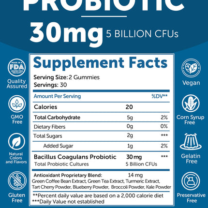 Lunakai Probiotic Gummies – 5 Billion CFUs, USA Made, Vegan, Non-GMO, Gluten-Free | Digestive & Immune Support – 60 Gummies