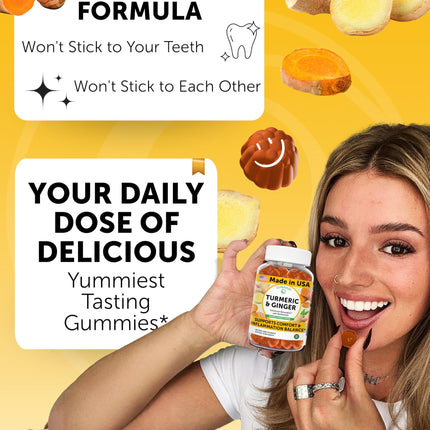 Lunakai USA Made Turmeric Gummies with Ginger & BioPerine – High Absorption, Joint & Immune Support (60ct)