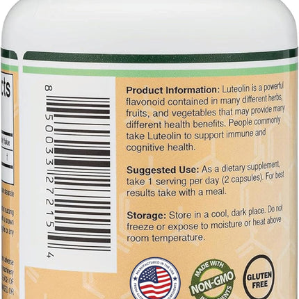Double Wood Supplements Luteolin 100mg – 120 Capsules Gluten Free (Pack of 2)