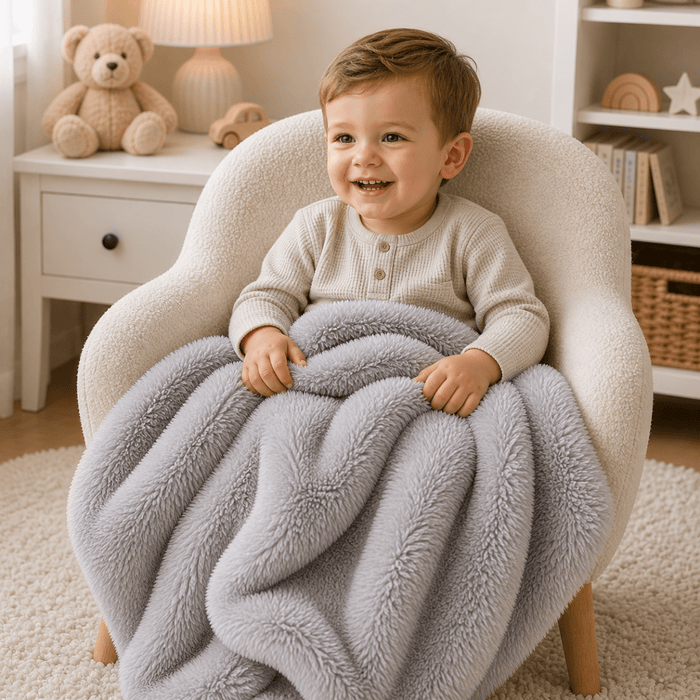Luxury Soft Fur Baby / Toddler Blanket - Grey