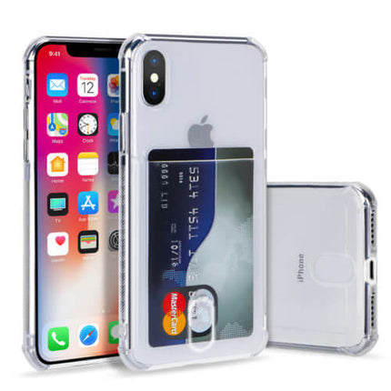 Soft TPU Clear Case With Card Slot - For iPhone X / Xs