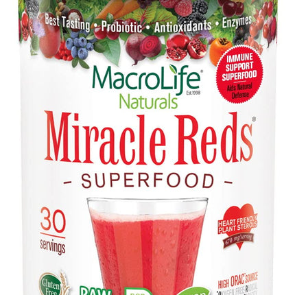 MacroLife Naturals Miracle Reds – 19-Superfruit Powder with Probiotics & Enzymes