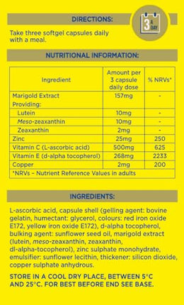 Macu Shield Gold 90 Capsules | Eye Health Supplement with Lutein, Zeaxanthin & Meso-zeaxanthin