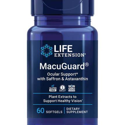 Life Extension MacuGuard Ocular Support – Eye Health with Lutein, Zeaxanthin, Meso‑Zeaxanthin, Saffron & Astaxanthin | 60 Softgels