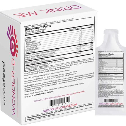 Codeage Liposomal Vitamin D3 Wonder-D – Vegan D3, K2 (MK-7) & B12 in Berry Flavor | 30 Pouches