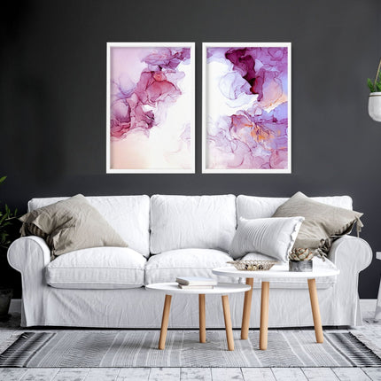 Abstract wall art for living room | set of 2 framed wall art prints