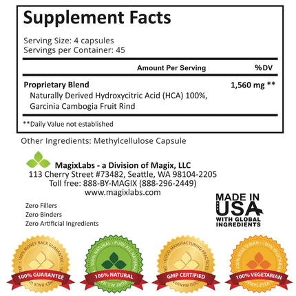 MagixLabs 100% HCA Ultra Extreme Garcinia Cambogia Extract – Pure & All-Natural