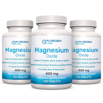 Magnesium 400mg High Potency – Magnesium Oxide | 3 Pack, 360 Count