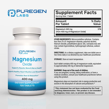 Magnesium 400mg High Potency – Magnesium Oxide | 3 Pack, 360 Count