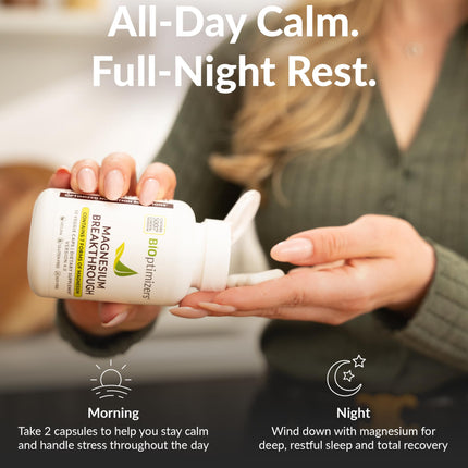 BIOptimizers Magnesium Breakthrough Complex – 7 Mg Forms for Sleep & Focus | 30 Capsules