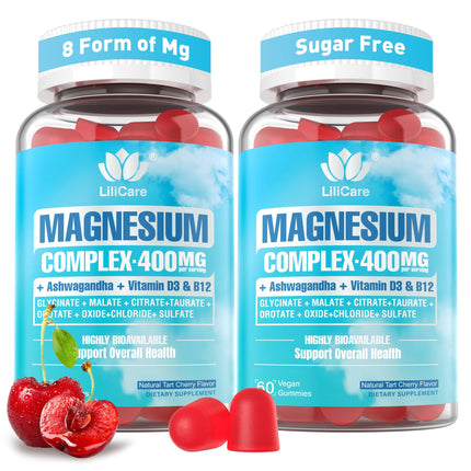 Magnesium Complex Gummies 400mg for Women & Men – 8 Forms, Sugar Free, Vegan