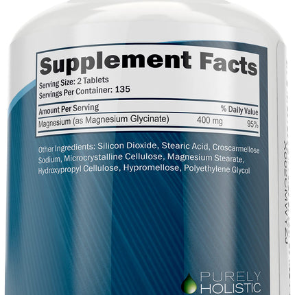 Magnesium Glycinate 400mg – 270 Tablets | High Bioavailability & Vegan